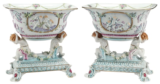 (2) RICHARD KLEMM DRESDEN PORCELAIN CENTERPIECES
