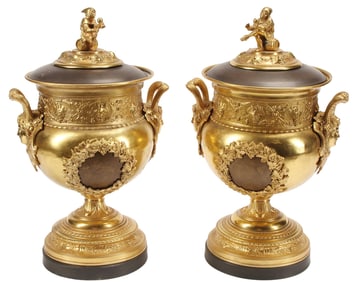 (2) NEOCLASSICAL STYLE GILT METAL COVERED CHAMPAGNE BUCKET URNS