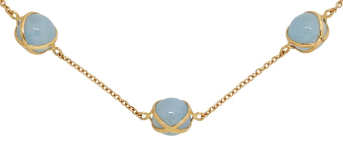 ESTATE L. KLEIN 18KT YELLOW GOLD & AQUAMARINE 'PRISMA' NECKLACE