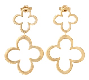 (PAIR) ESTATE L. KLEIN 18KT YELLOW GOLD 'FIORE DOUBLE' EARRINGS