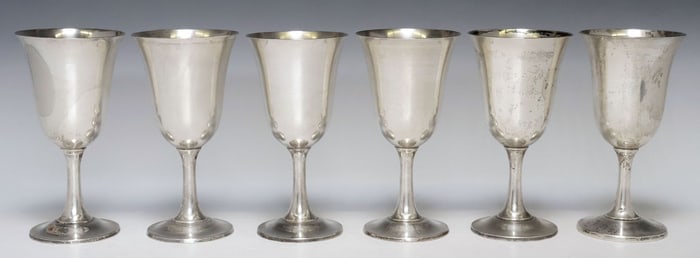 (6) WALLACE STERLING SILVER WATER GOBLETS