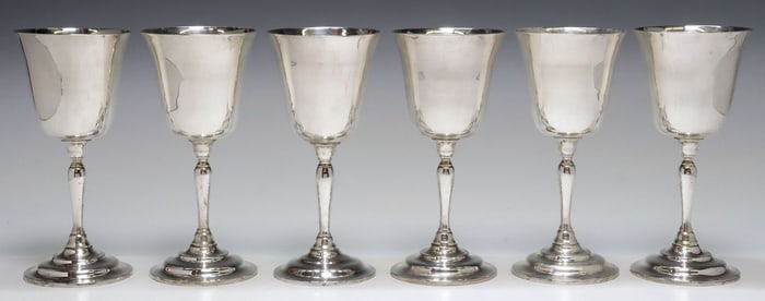 (6) SANBORNS STERLING SILVER WATER GOBLETS, MEXICO