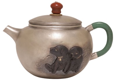 JAPANESE SILVER & MIXED METAL SMALL TEAPOT