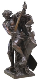 AFTER JACQUES BOUSSEAU BRONZE FIGURE OF ULYSSES STRINGING BOW