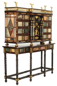 RENAISSANCE STYLE ORMOLU-MOUNTED SPECIMEN MARBLE CABINET-ON-STAND
