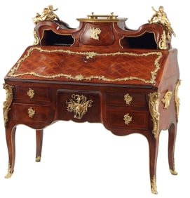 LOUIS XV STYLE ORMOLU-MOUNTED PARQUETRY SLANT-FRONT BUREAU