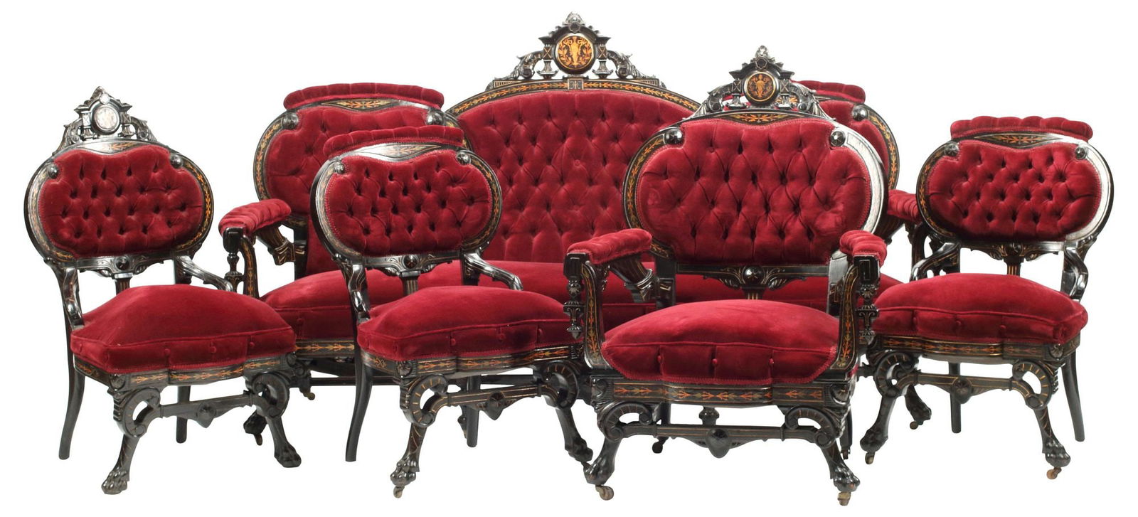 (5) AMERICAN HERTER BROS STYLE RENAISSANCE REVIVAL PARLOR SET (1 of 6)