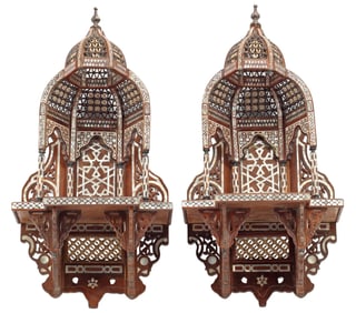 (2) MOORISH STYLE MOP-INLAID ARCHITECTURAL WALL NICE BRACKETS