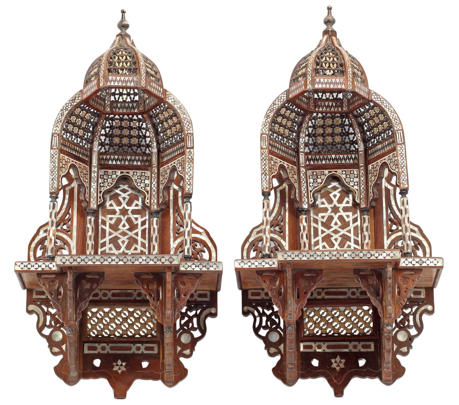 (2) MOORISH STYLE MOP-INLAID ARCHITECTURAL WALL NICE BRACKETS (1 of 5)