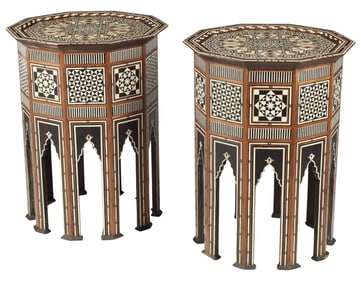 (2) MOORISH STYLE INLAID SIDE TABLES