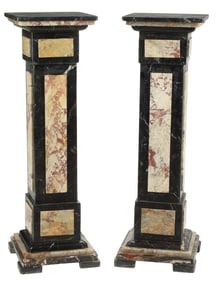 (2) LOUIS XVI STYLE BICOLOR MARBLE PEDESTALS