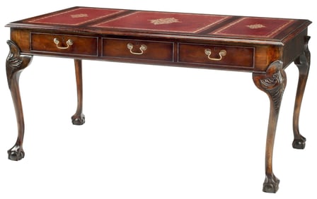 ENGLISH CHIPPENDALE STYLE MAHOGANY PARTNER'S DESK