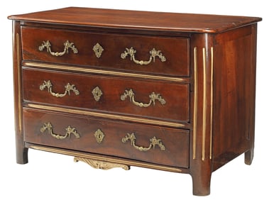 FRENCH REGENCE MAGAHONY 3-DRAWER COMMODE