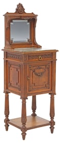 FRENCH LOUIS XVI STYLE MARBLE-TOP BEDSIDE CABINET
