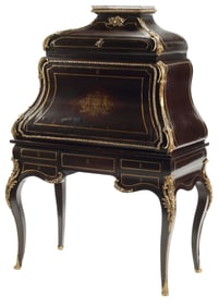 FRENCH LOUIS XV STYLE ORMOLU-MOUNTED & EBONIZED BONHEUR DU JOUR