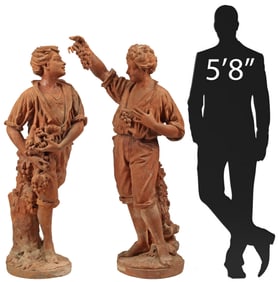 (2) LARGE ITALIAN TERRACOTTA GARDEN FIGURES