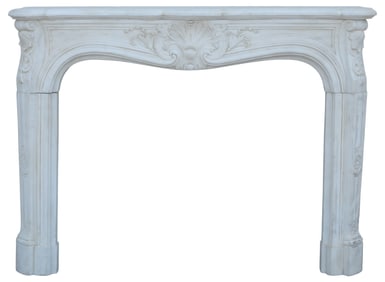 LOUIS XV STYLE WHITE MARBLE FIREPLACE SURROUND
