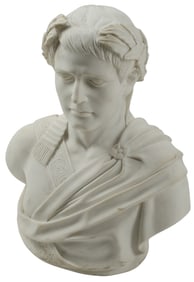 WHITE MARBLE BUST OF NAPOLEON BONAPARTE AS CAESAR, 24"H