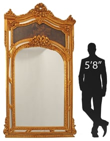 DIRECTOIRE STYLE ORMOLU-MOUNTED PAINTED PIER MIRROR, 72"H
