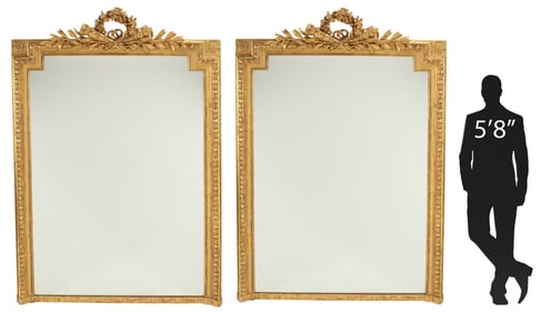 (2) MONUMENTAL LOUIS XVI STYLE GILT MIRRORS, 84" X 56"