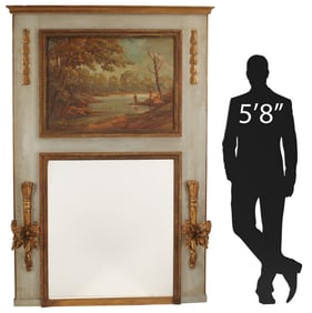 DIRECTOIRE STYLE ORMOLU-MOUNTED PAINTED PIER MIRROR, 72"H