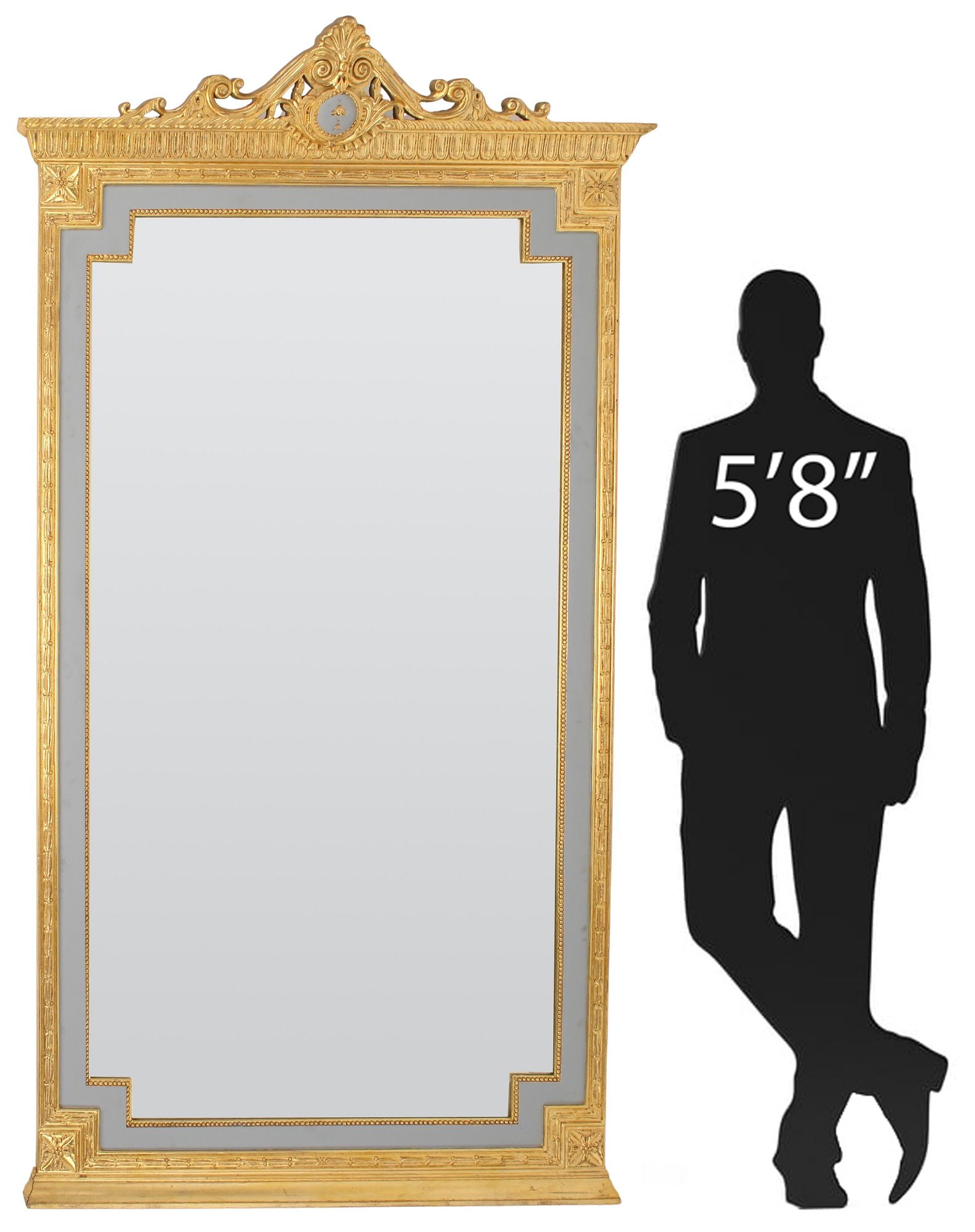 MONUMENTAL NEOCLASSICAL STYLE PARCEL-GILT & PAINTED MIRROR, 90.5"H (1 of 6)