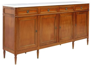 FRENCH LOUIS XVI STYLE MARBLE-TOP MAHOGANY SIDEBOARD