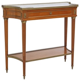 FRENCH LOUIS XVI STYLE MARBLE-TOP MAHOGANY CONSOLE DESSERTE