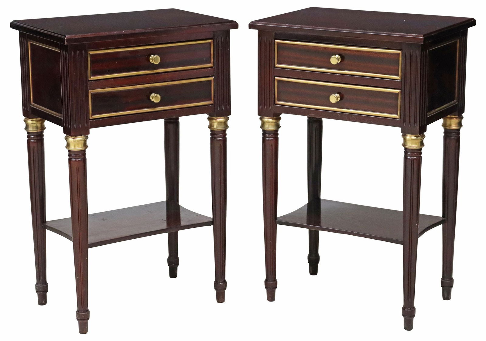 (2) FRENCH LOUIS XVI STYLE FLAME MAHOGANY NIGHTSTANDS (1 of 5)