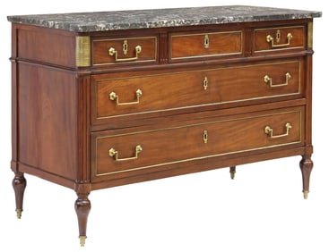 FRENCH LOUIS XVI STYLE 5-DRAWER MAHOGANY COMMODE