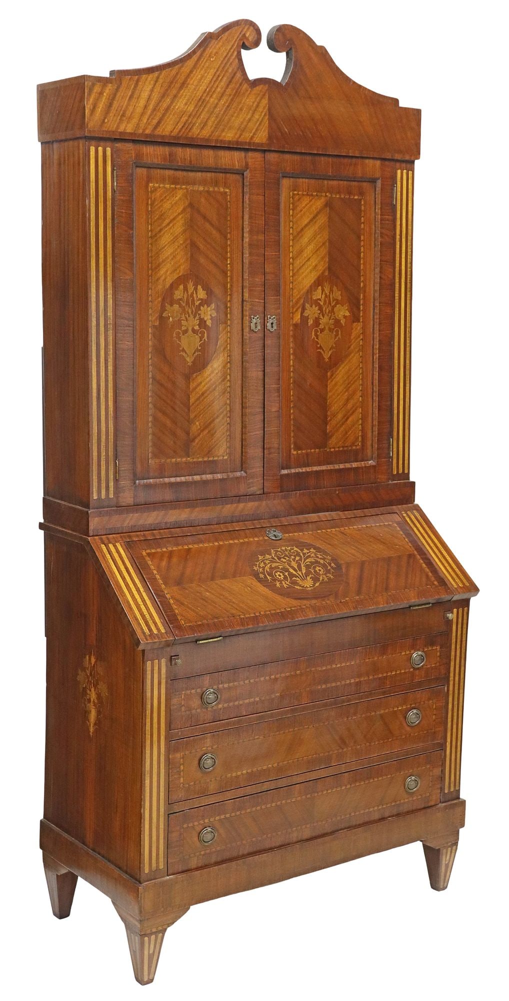 ITALIAN NEOCLASSICAL STYLE MARQUETRY SECRETARY BOOKCASE (1 of 6)
