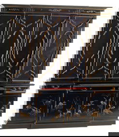 KARGES GEORGIAN STYLE CHINOISERIE DECORATED BOOKCASE