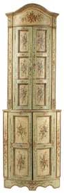 VENETIAN PAINTED TWO-PART CORNER CABINET, 19TH C.