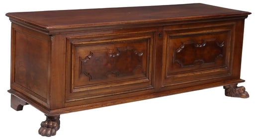 ITALIAN RENAISSANCE REVIVAL WALNUT CASSONE/ STORAGE TRUNK