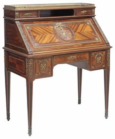 FRENCH LOUIS XVI STYLE MAHOGANY SLANT-FRONT SECRETARY DESK