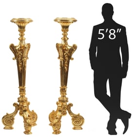 (2) REGENCE STYLE CARVED GILTWOOD TORCHERES