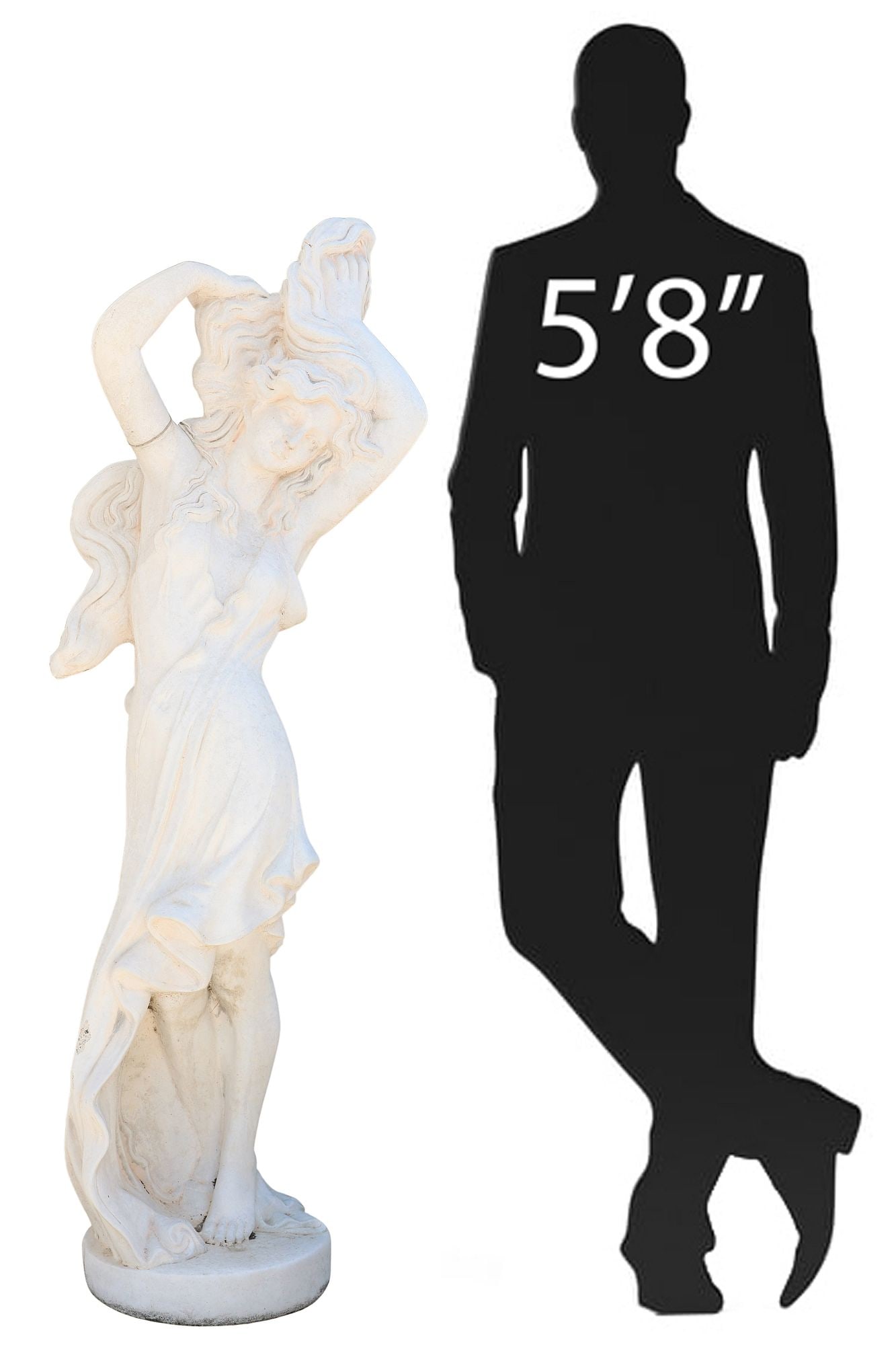NEAR LIFE-SIZE CAST STONE GARDEN FIGURE MUSE, 61"H (1 of 3)