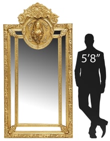 LARGE LOUIS XV STYLE GILT PARCLOSE PORTRAIT MIRROR, 83"H