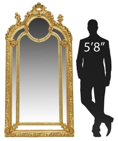 LARGE LOUIS XV STYLE GILT PARCLOSE MIRROR, 83.5"H