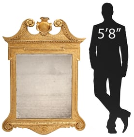 ENGLISH GEORGE II PERIOD GILTWOOD MIRROR, 60" X 38"