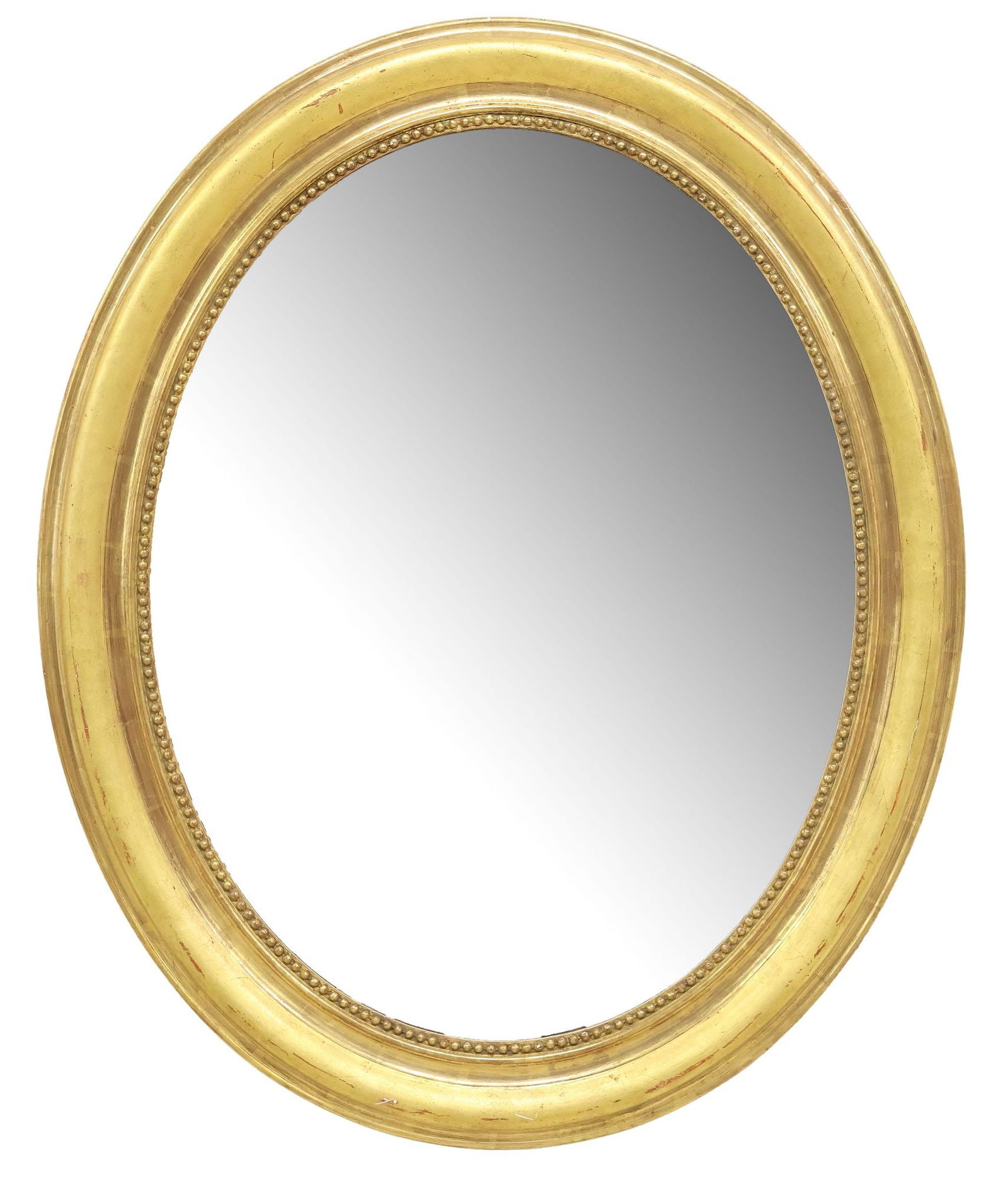 FRENCH GILTWOOD BEVELED OVAL WALL MIRROR (1 of 3)