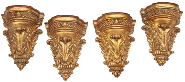 (4) NEOCLASSICAL STYLE GILT PAINTED ARCHITECTURAL WALL BRACKETS