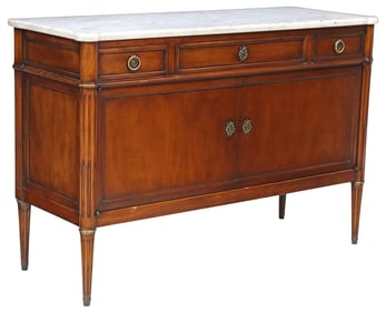 FRENCH LOUIS XVI STYLE MARBLE-TOP MAHOGANY SIDEBOARD