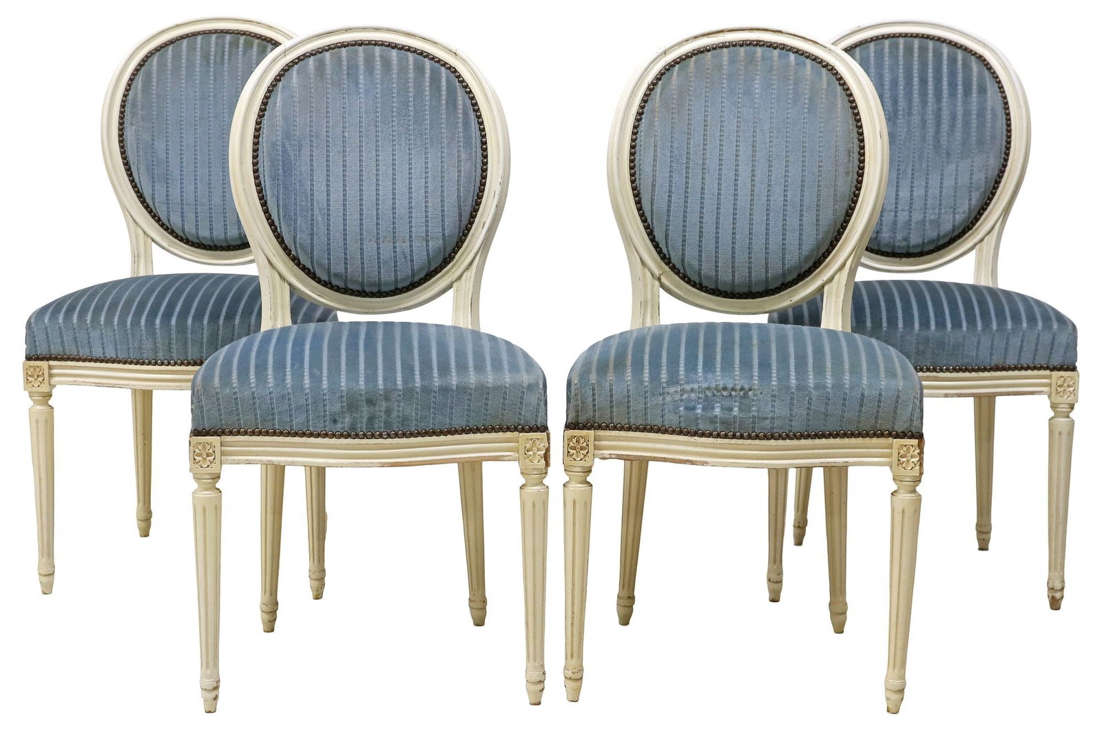 (4) FRENCH LOUIS XVI STYLE PAINTED & UPHOLSTERED DINING CHAIRS (1 of 3)