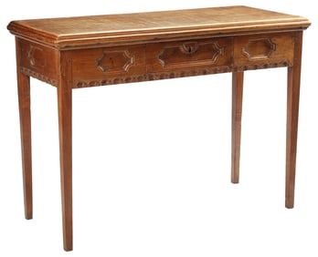ITALIAN RECTANGULAR CARVED WALNUT CONSOLE TABLE
