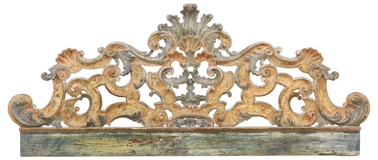VENETIAN PAINTED & SILVER PARCEL-GILT OPENWORK HEADBOARD (1 of 3)