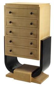 ART DECO STYLE PARCEL-EBONIZED CHEST OF DRAWERS