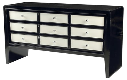 ART DECO STYLE BLACK & WHITE CHEST OF DRAWERS