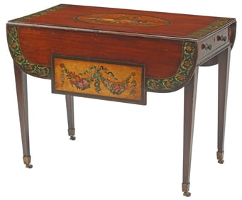 EDWARDIAN PAINT DECORATED PEMBROKE TABLE