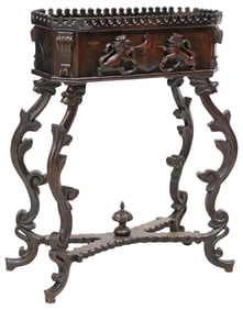 FRENCH CARVED WALNUT STANDING JARDINIERE/ PLANTER